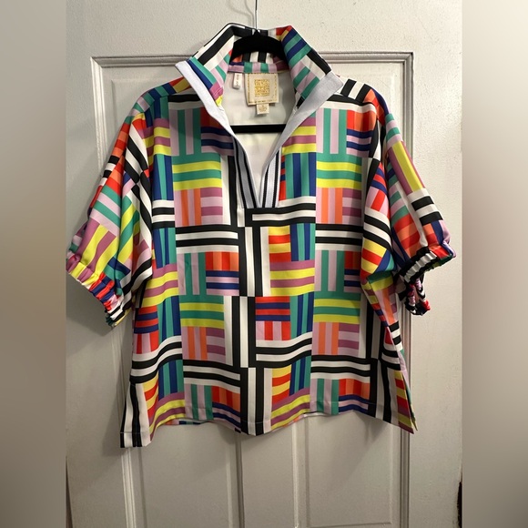 Emily McCarthy Poppy Top, Geometric Print, Small EUC - Picture 3 of 6